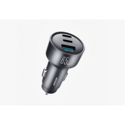 Automobilinis įkroviklis 12-24V 2xUSB C + USB 65W juodas Joyroom JR-CCN19